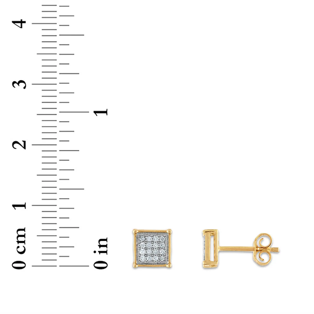 1/10 CTW Diamond Cluster Stud Earrings in 10KT Yellow Gold