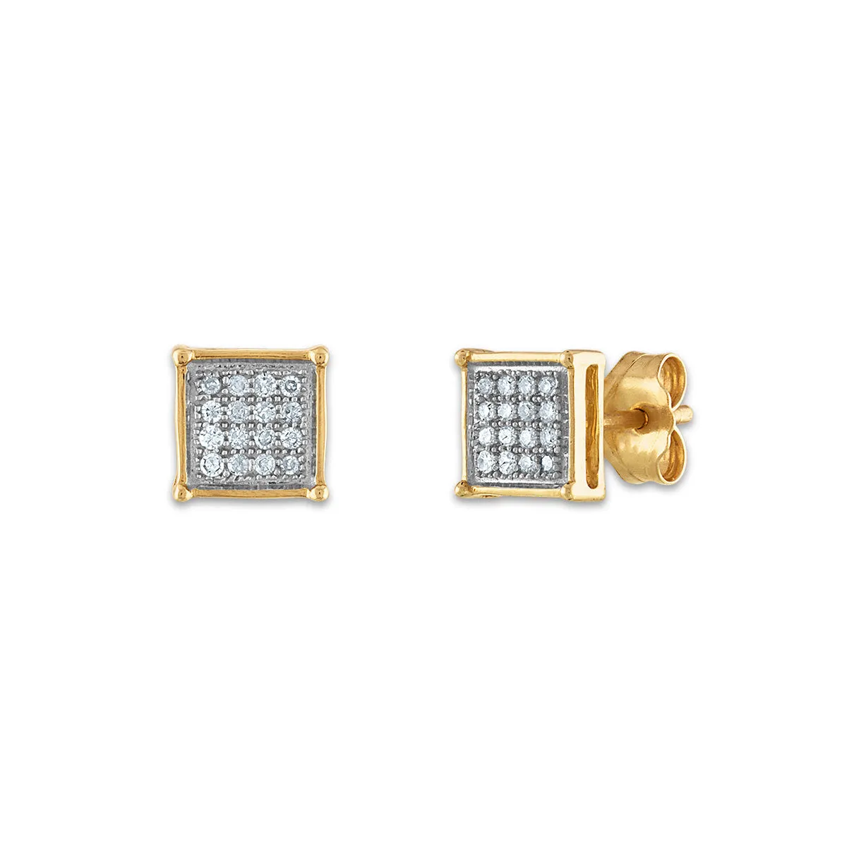 1/10 CTW Diamond Cluster Stud Earrings in 10KT Yellow Gold