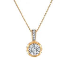 1/2 CTW Diamond Cluster 18-inch Pendant in 10KT White and Yellow Gold