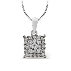 1/2 CTW Diamond Cluster 18-inch Pendant in 10KT White Gold