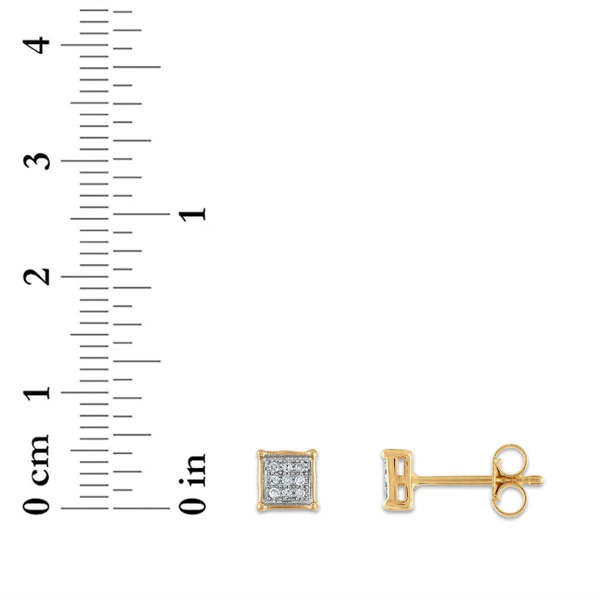 1/20 CTW Diamond Cluster Stud Earrings in 10KT Yellow Gold