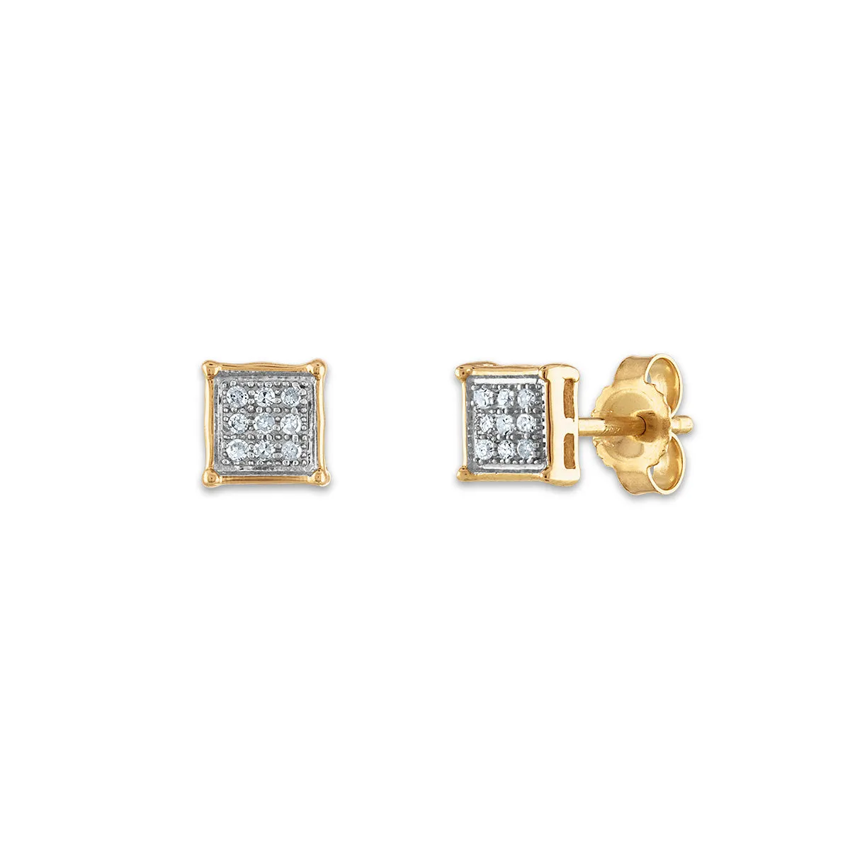 1/20 CTW Diamond Cluster Stud Earrings in 10KT Yellow Gold