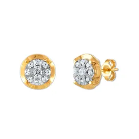 1/4 CTW Diamond Cluster Stud Earrings in 10KT White and Yellow Gold