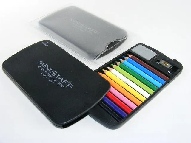 22132 12 mini pencils in plastic case set-Black-1