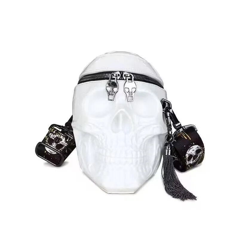 3D Bags Skull Messenger Shoulder Handbag Small White