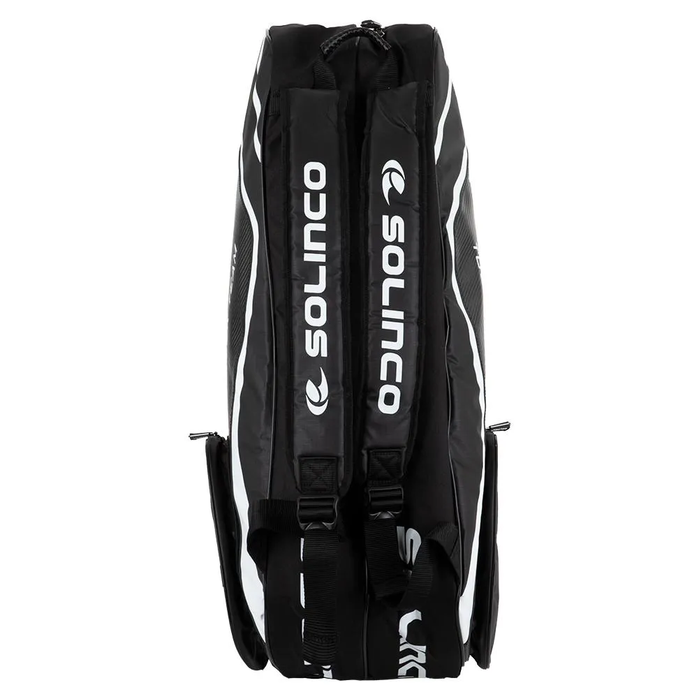 6-Pack Tour Team Tennis Racquet Bag White and Black with Green Zipper Lining