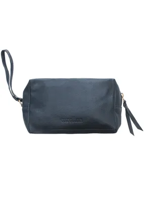 Abby Make Up Bag Navy Soft Leather