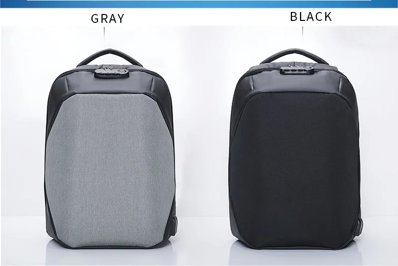 Anti-theft 15.6 inch Laptop Backpack With External USB Charge - Black,Gray