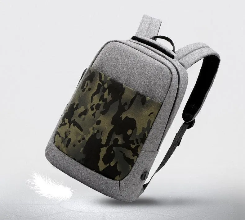 Anti Theft WaterProof Smart Camouflage BackPack with USB Port-Blue