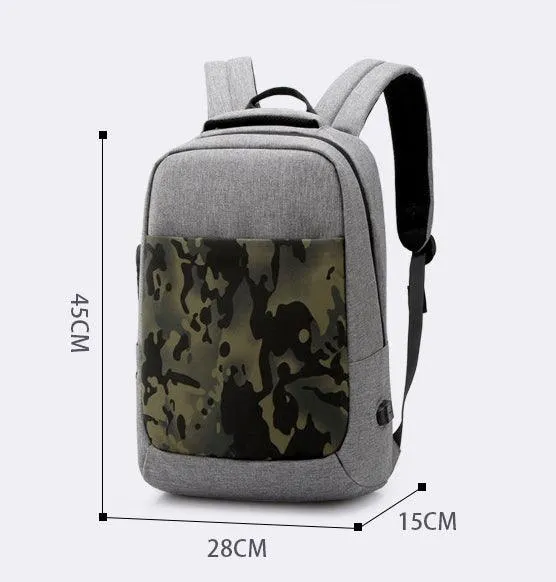 Anti Theft WaterProof Smart Camouflage BackPack with USB Port-Blue