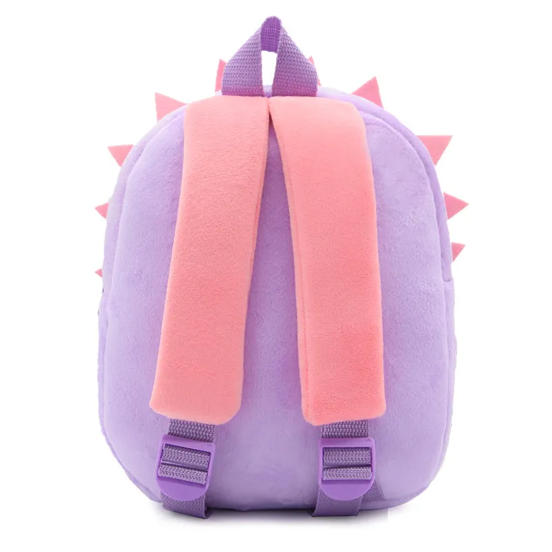 Anykidz 3D Purple Hedgehog School Backpack Cute Animal With Cartoon Designs Children Toddler Plush Bag For Baby Girls and Boys