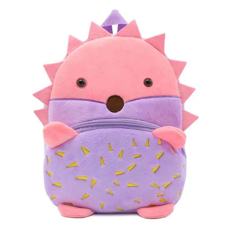 Anykidz 3D Purple Hedgehog School Backpack Cute Animal With Cartoon Designs Children Toddler Plush Bag For Baby Girls and Boys