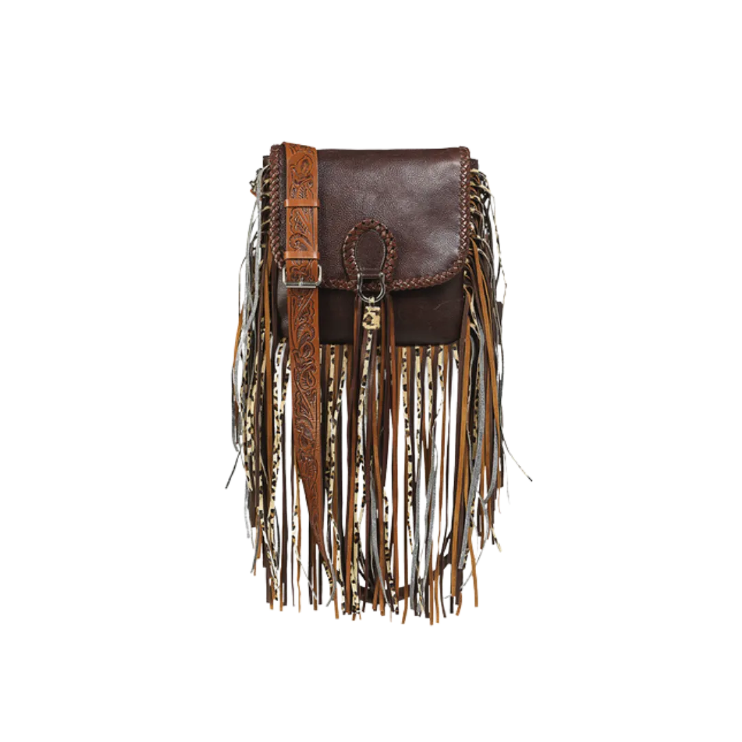 Ariat Women's Fringe Cross Body Dark Brown Purses