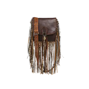 Ariat Women's Fringe Cross Body Dark Brown Purses