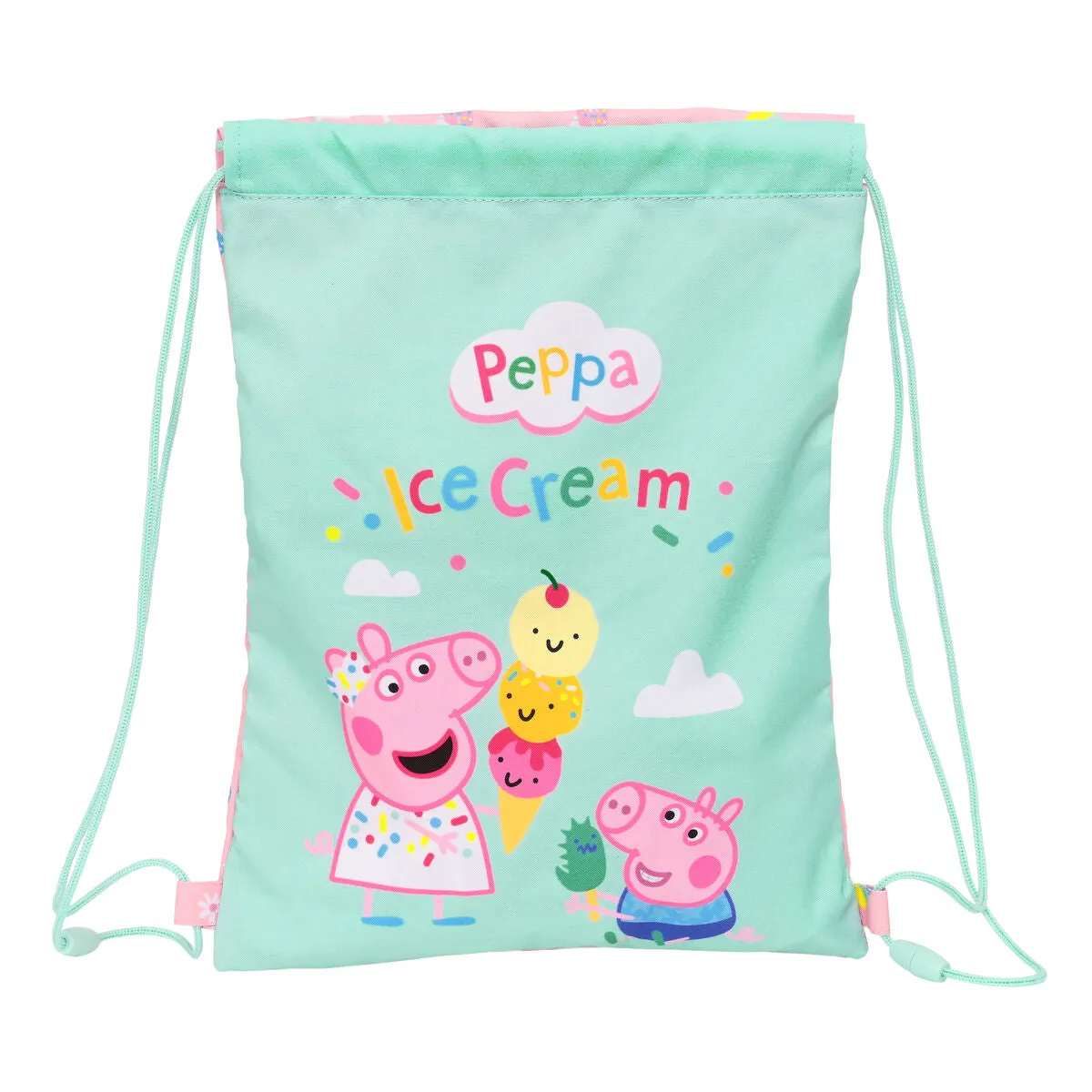 Backpack with Strings Peppa Pig Ice cream Pink Mint 26 x 34 x 1 cm