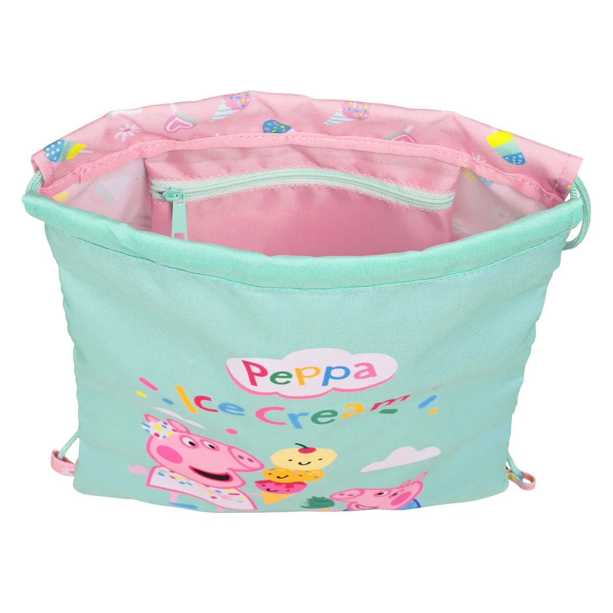 Backpack with Strings Peppa Pig Ice cream Pink Mint 26 x 34 x 1 cm