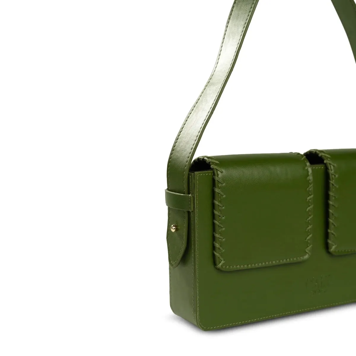 Basta- Double Flap Vegan Cactus Leather Shoulder Bag