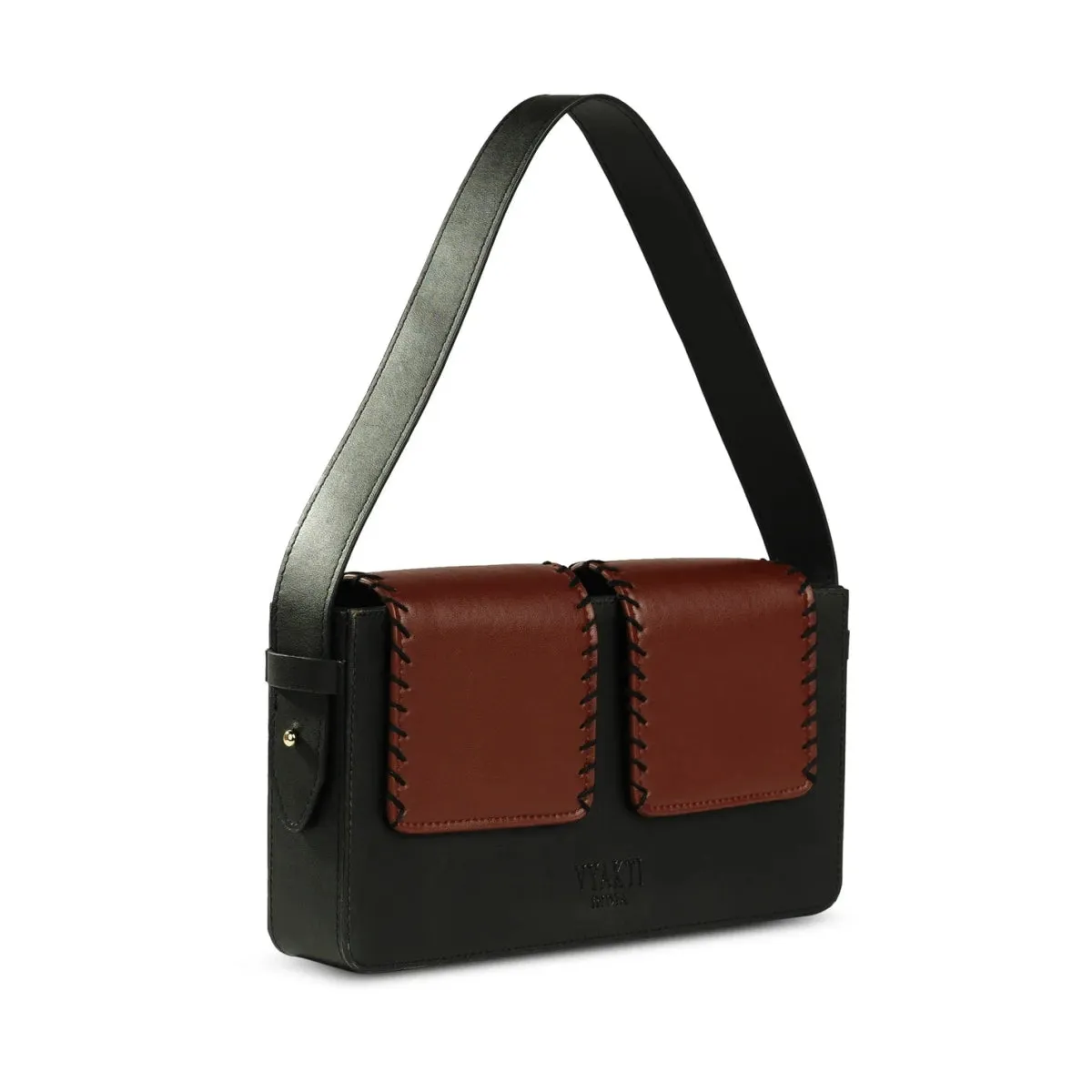 Basta- Double Flap Vegan Cactus Leather Shoulder Bag