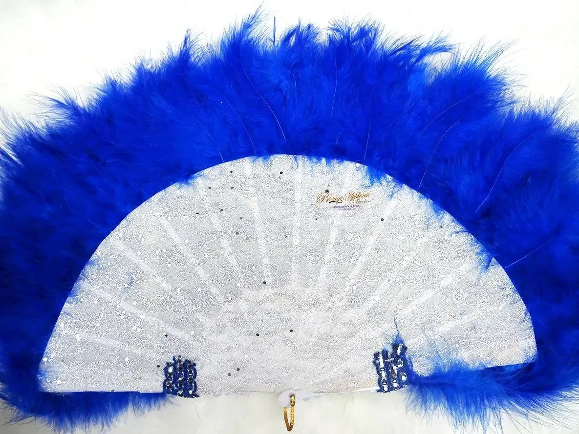 Beautiful Detailed Deep Royal Blue Hand fan with Pearls wedding African Traditional engagement