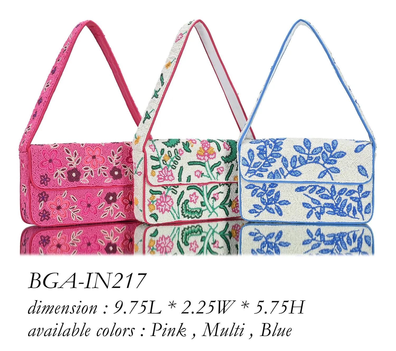 BGAIN217 Nayeli Handbeaded Floral Print Shoulder Bag