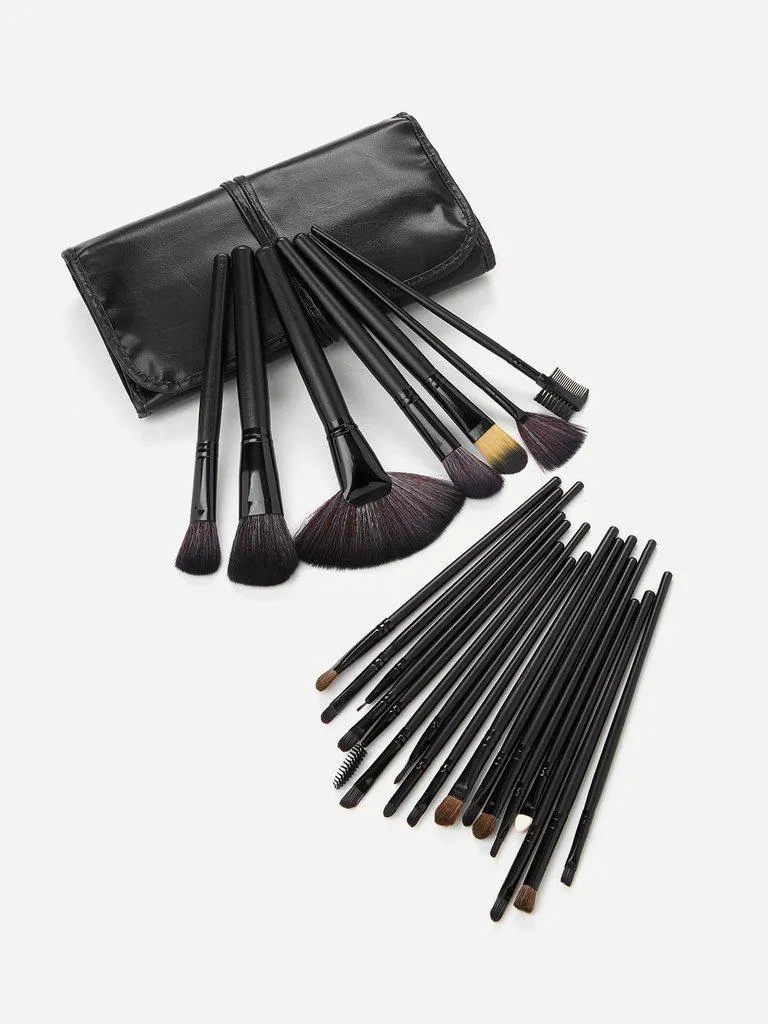 Black Professional 24PCS Makeup Brush Set With Bag