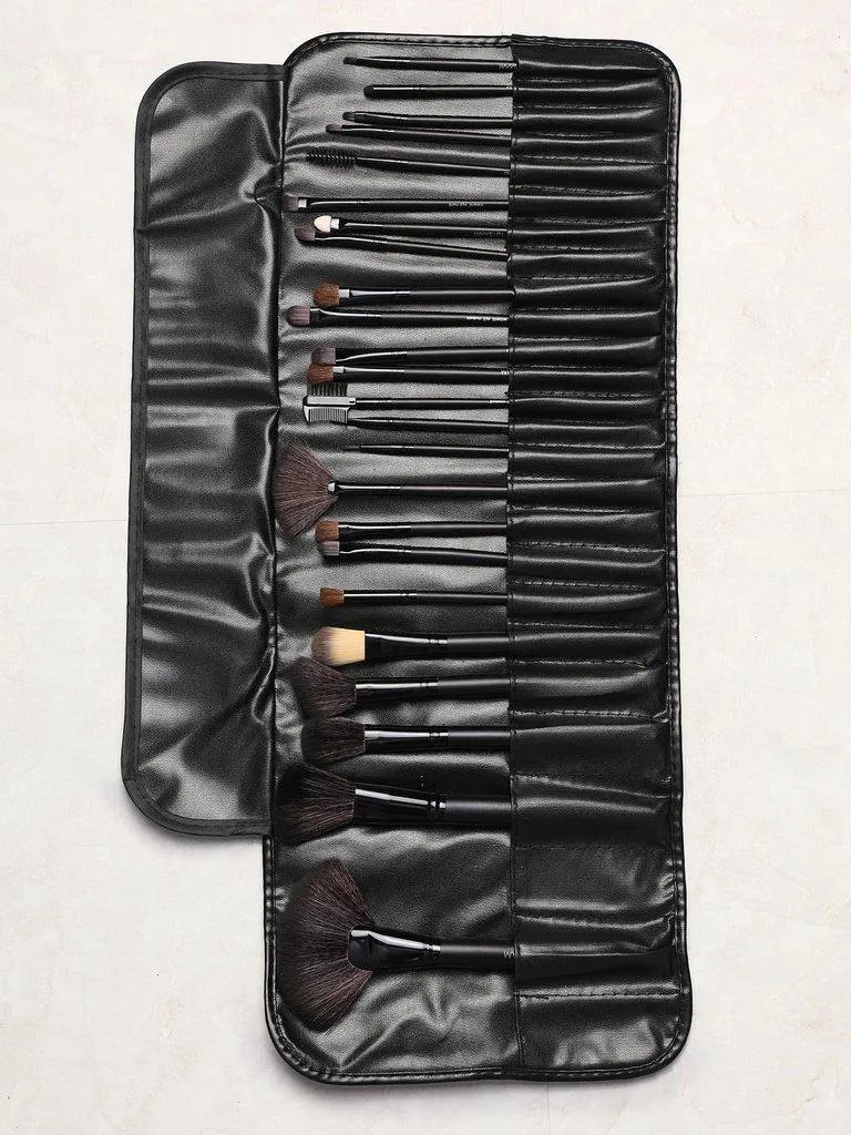 Black Professional 24PCS Makeup Brush Set With Bag