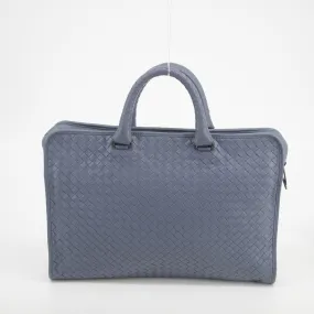 Bottega Veneta Leather Intrecciato Briefcase Business Bag Blue #2081