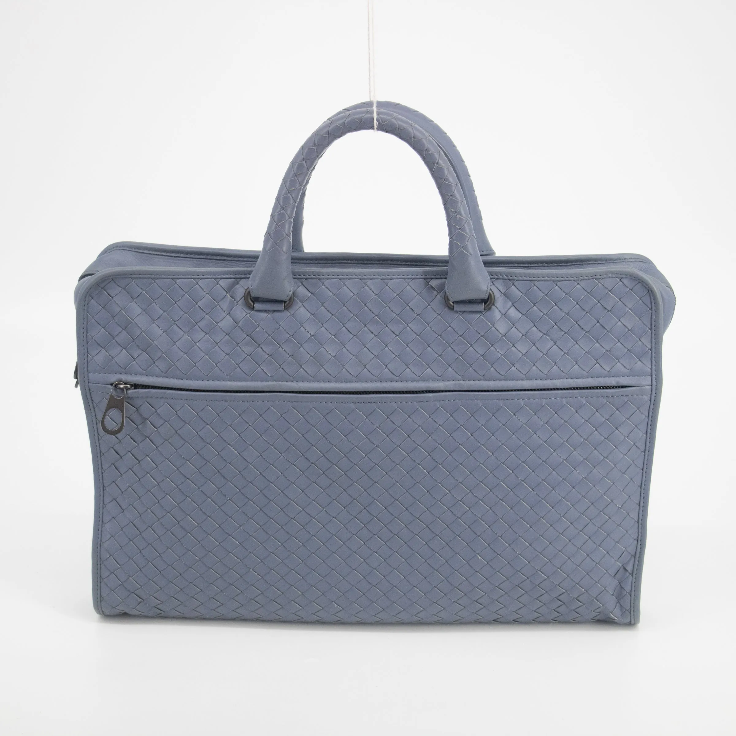 Bottega Veneta Leather Intrecciato Briefcase Business Bag Blue #2081