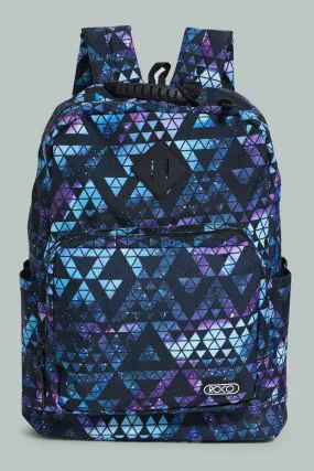 Boys Black And Blue Geometric Print Backpack With Pencil Case (2 Piece)