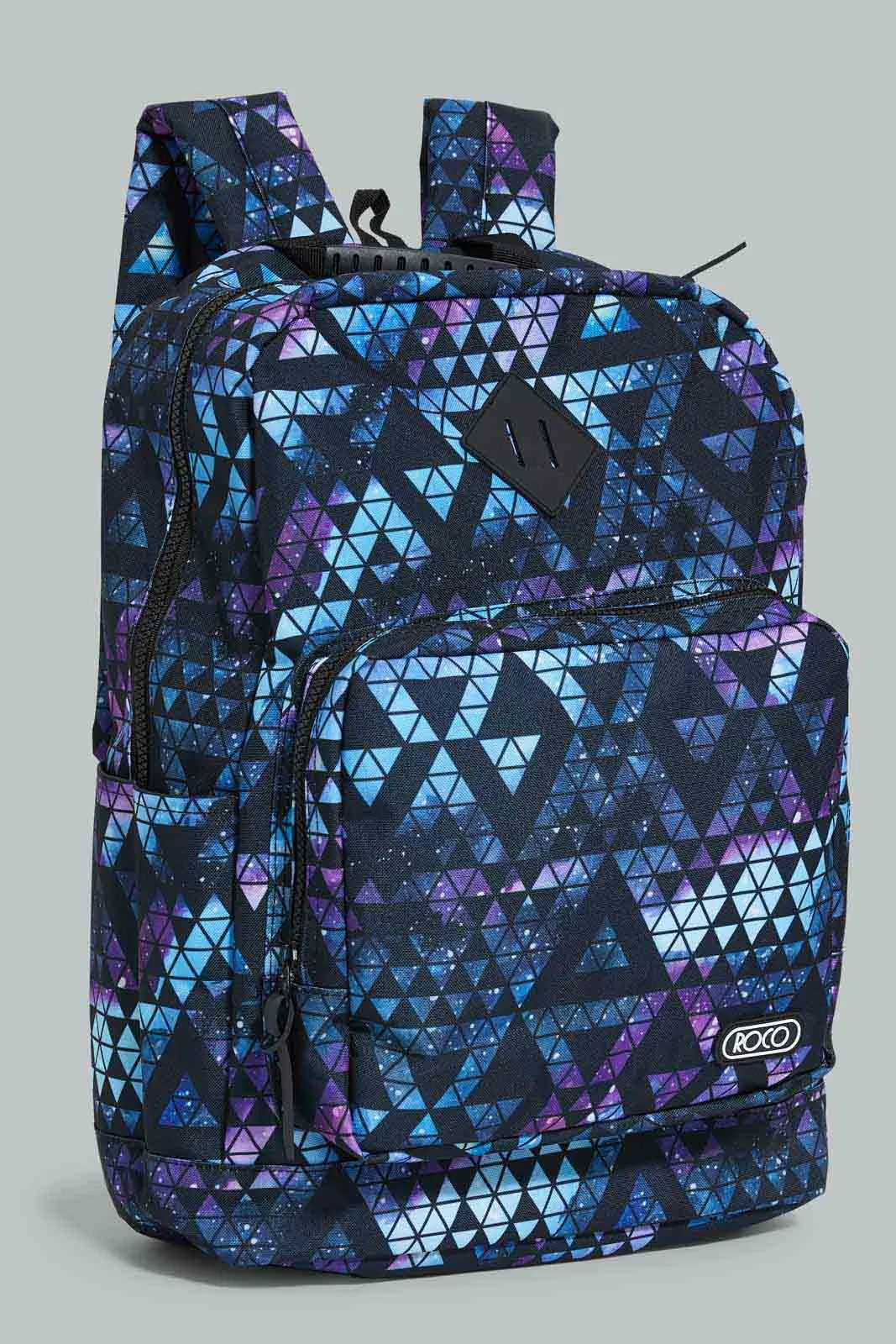 Boys Black And Blue Geometric Print Backpack With Pencil Case (2 Piece)