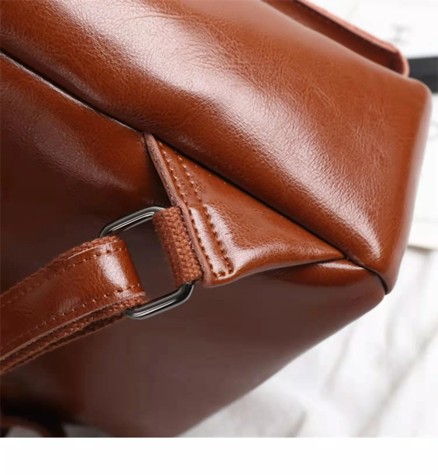 Brown Leather Backpack for Women Men