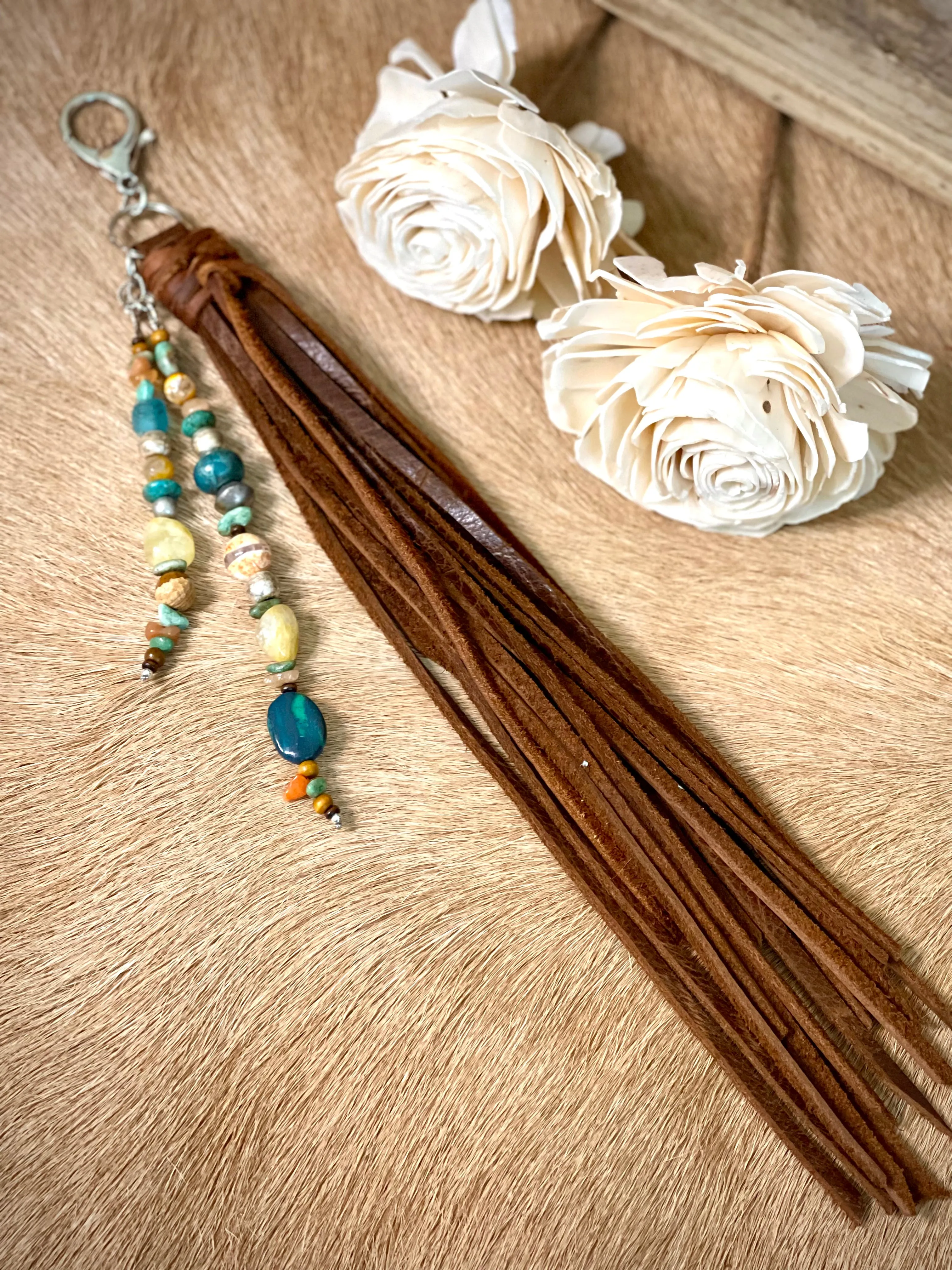 Brown w/ Mixed Natural Stones - Purse Tassel