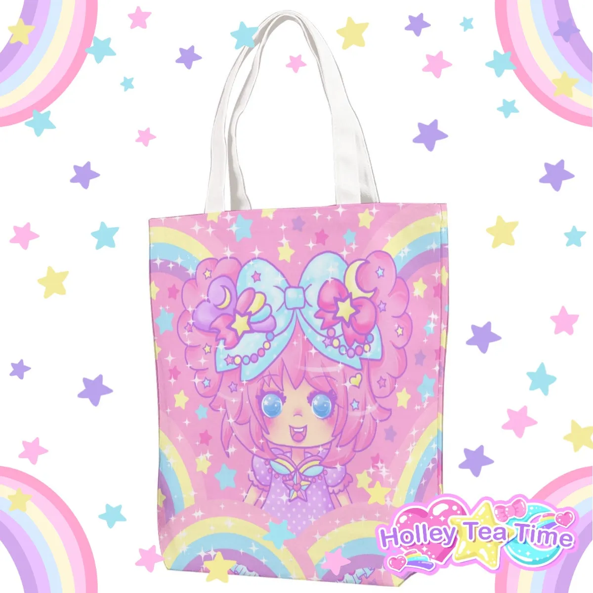 Bubbles Rainbow Land Canvas Tote Bag