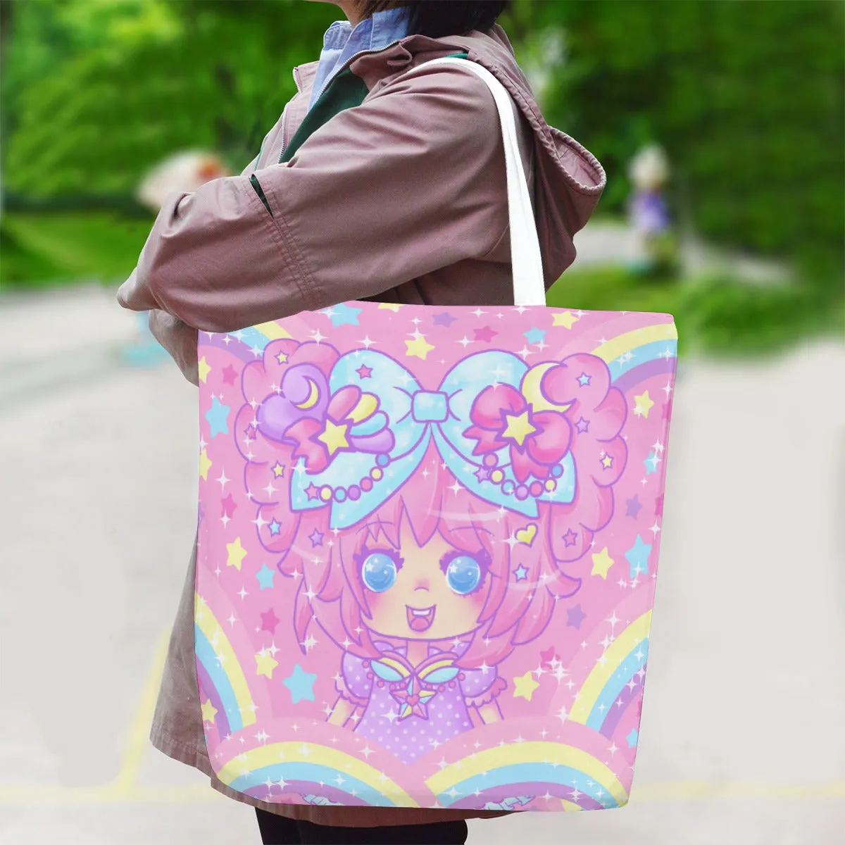 Bubbles Rainbow Land Canvas Tote Bag