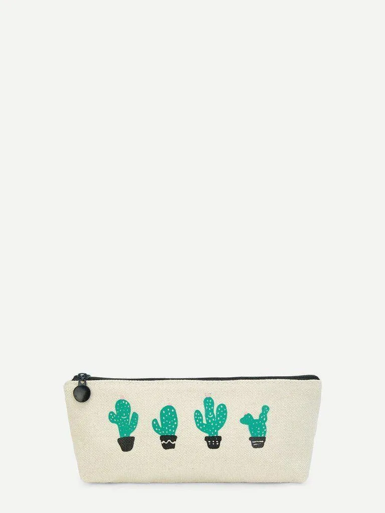 Cactus Print Pencil Case