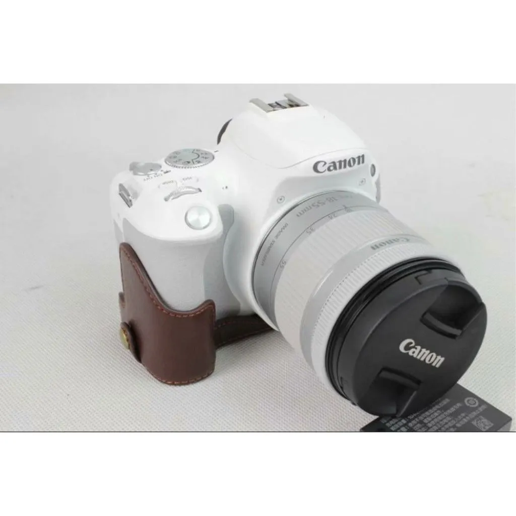 Canon EOS 200D half bottom genuine leather case - Coffee