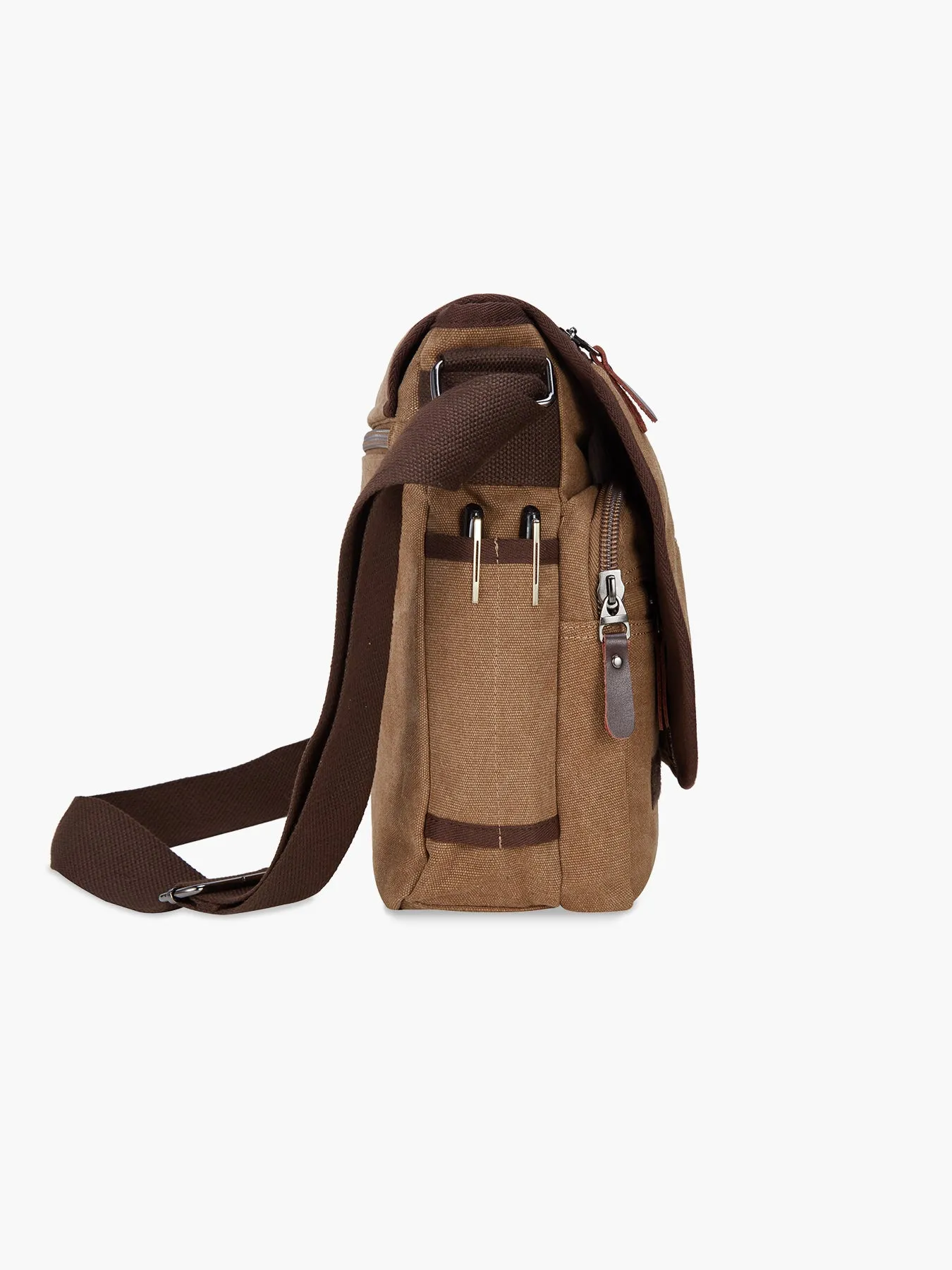 Canvas 13 Inches Shoulder Bag with Bottle Pocket for Men