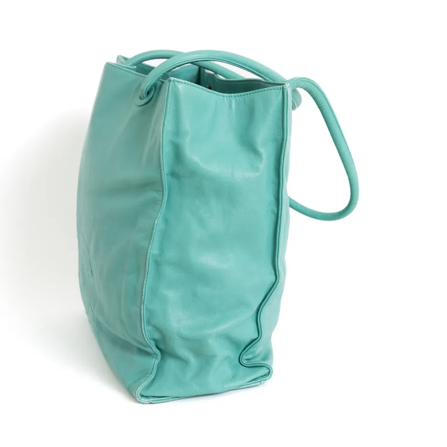 CC Calfskin Tote, Turquoise