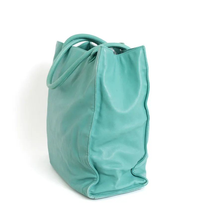 CC Calfskin Tote, Turquoise