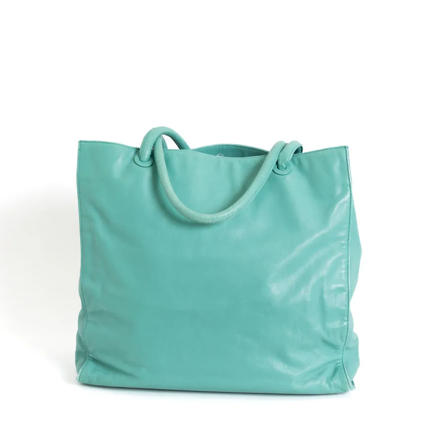 CC Calfskin Tote, Turquoise