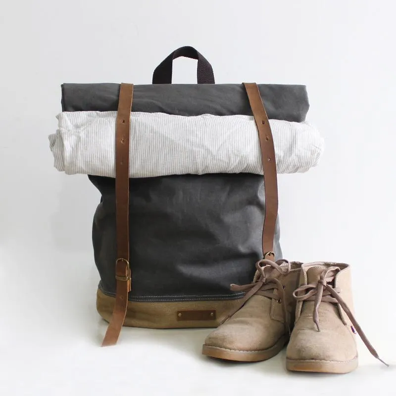 CF13 HANDMADE CANVAS LEATHER BACKPACK