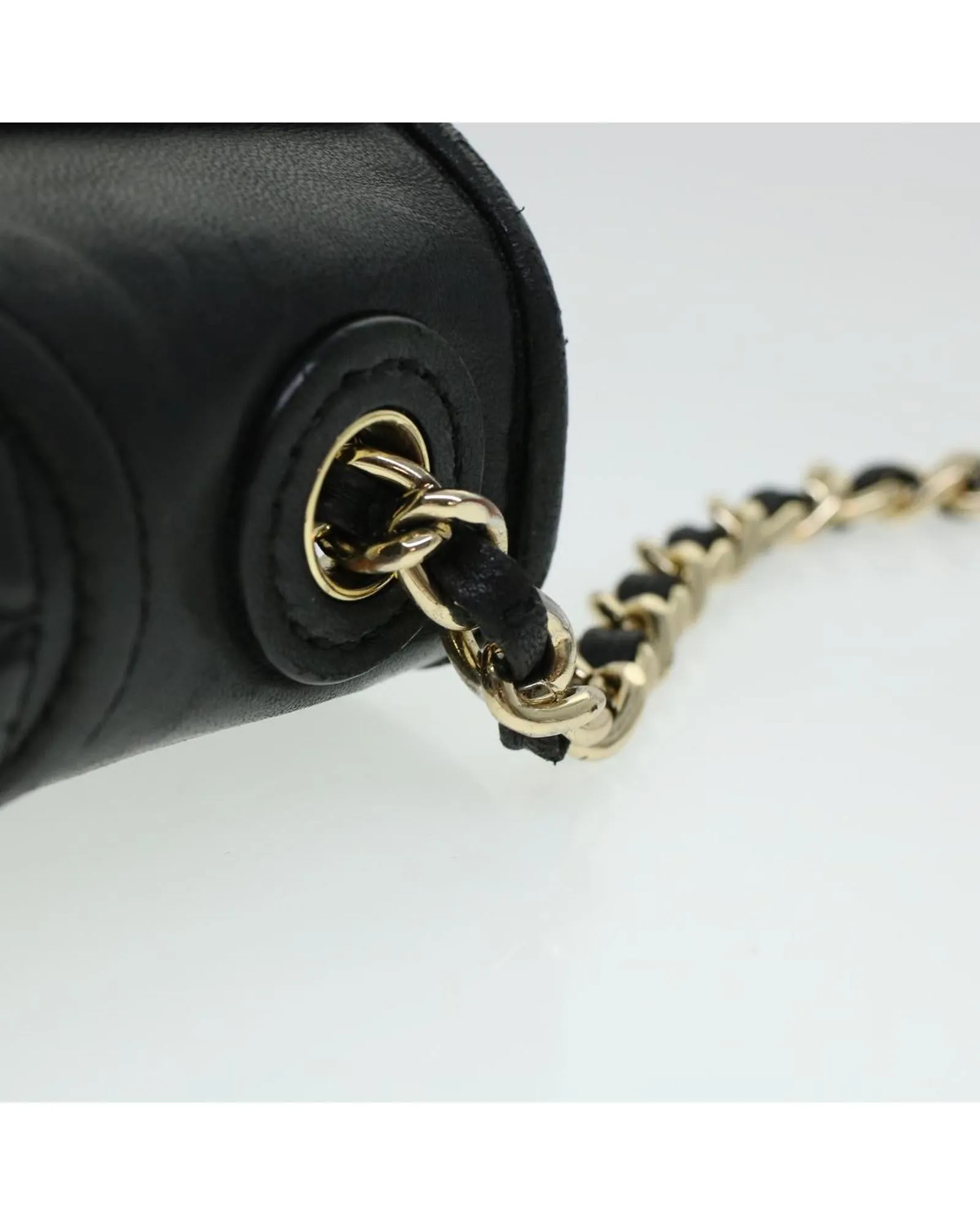 Chain Shoulder Bag Leather Black - Authenticated (Rank B)