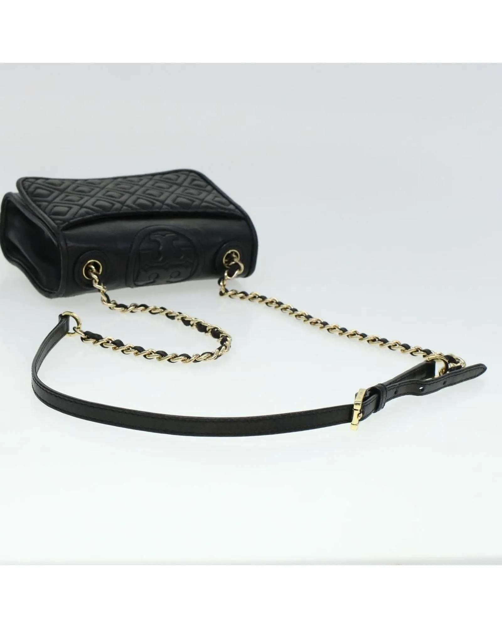 Chain Shoulder Bag Leather Black - Authenticated (Rank B)