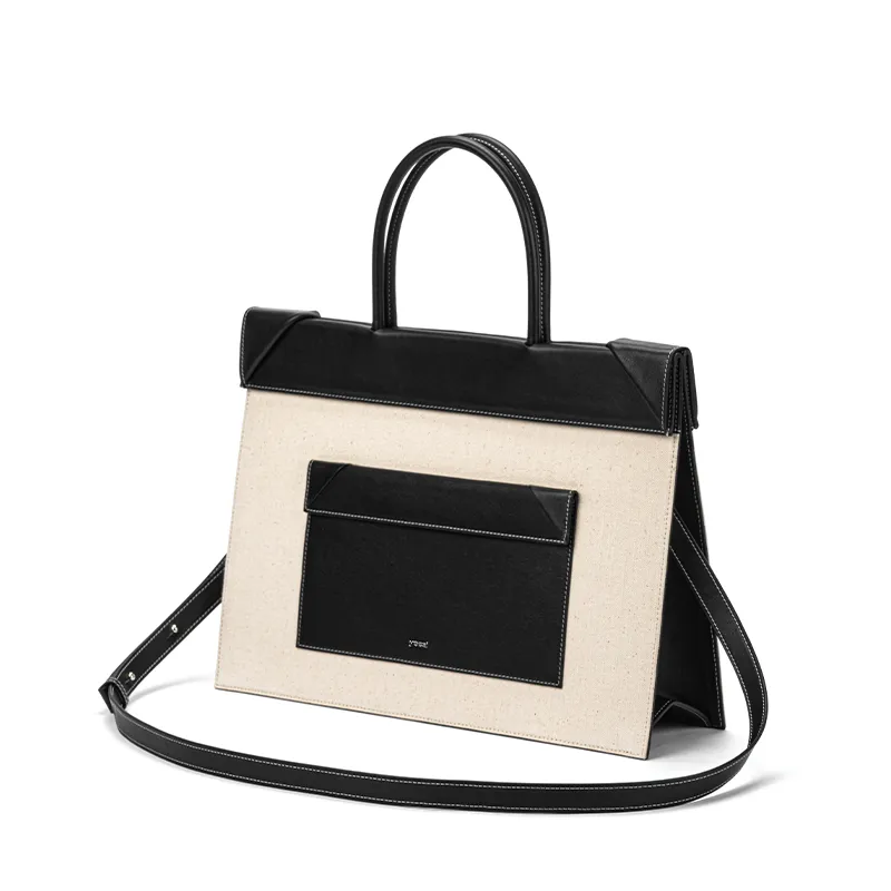 Click Tote Canvas & Leather Cross Body Bag - Black