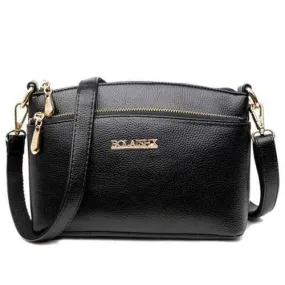 Concise Zippers and Metal Design Shoulder Bag For Women - Black