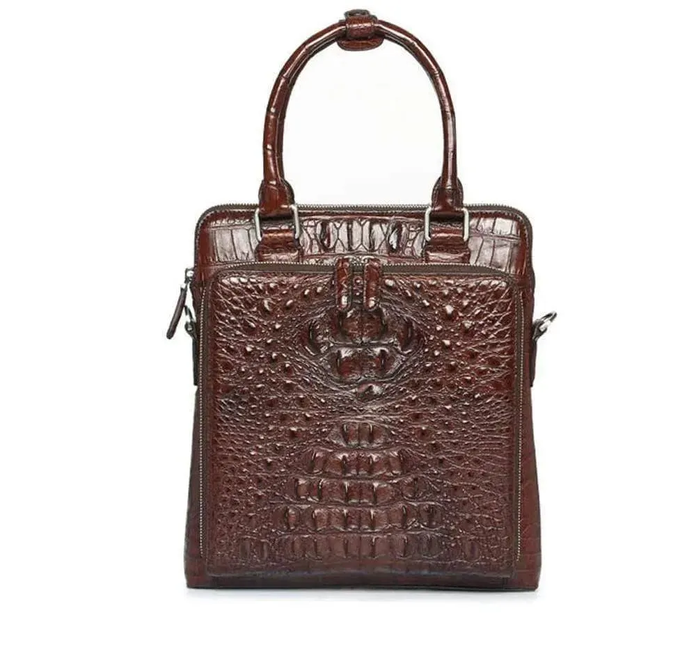 Crocodile Skin Leather Messenger Cross body Shoulder Bag Ipad Handle Bag