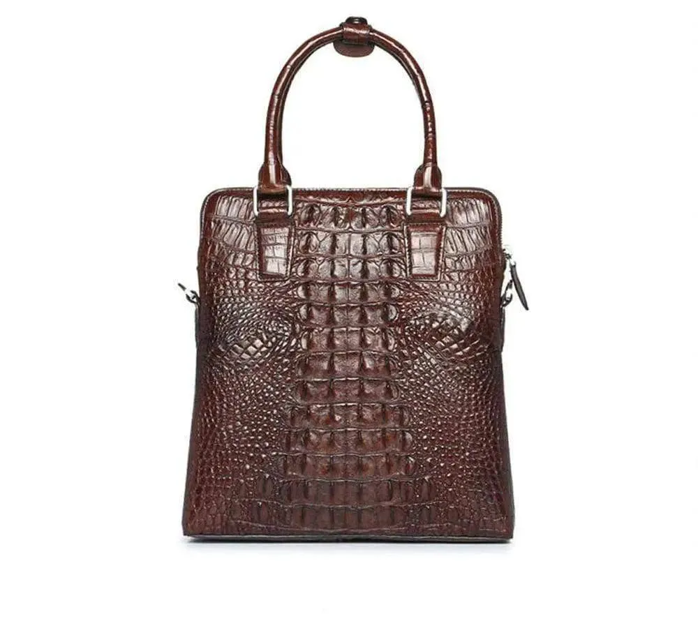 Crocodile Skin Leather Messenger Cross body Shoulder Bag Ipad Handle Bag