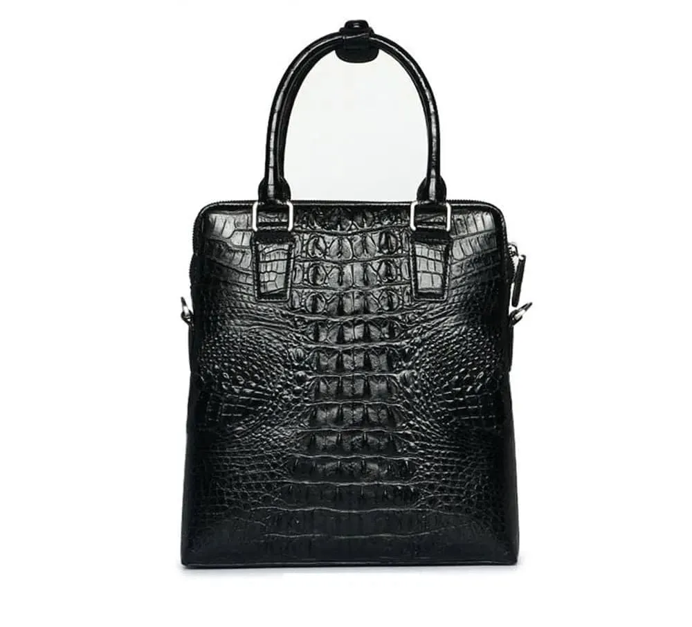 Crocodile Skin Leather Messenger Cross body Shoulder Bag Ipad Handle Bag