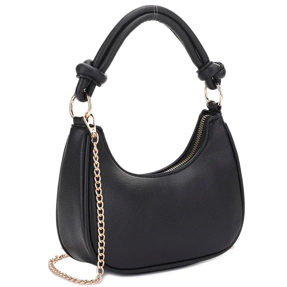 Curved Zipper Shoulder Crossbody Bag