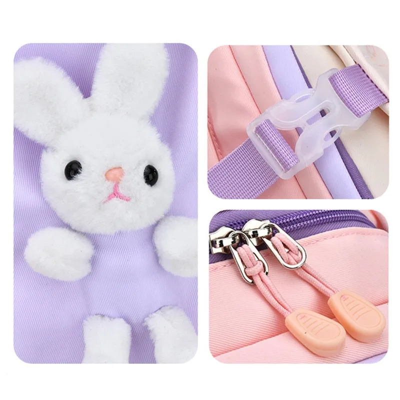 Cute Bunny School Backpack for Girls